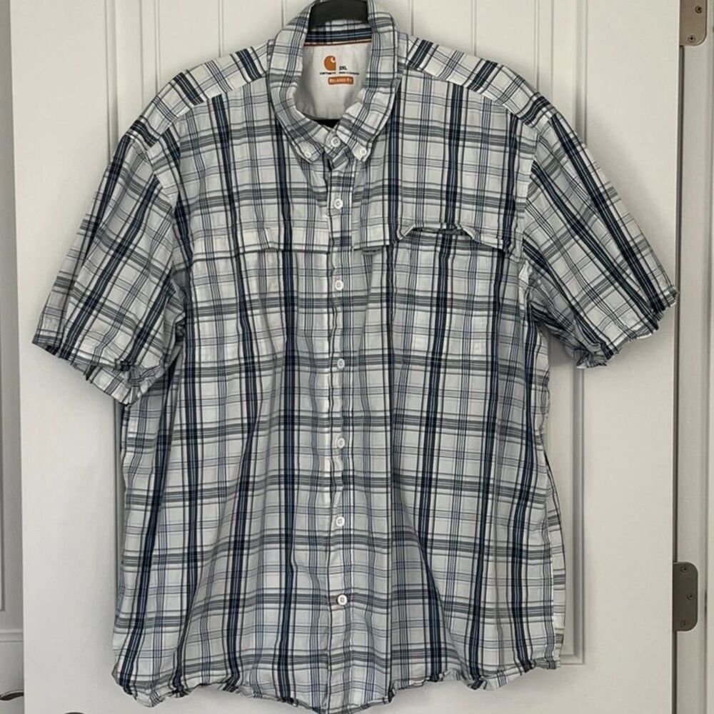 Carhartt Force Plaid Short Sleeve Shirt Mens 2XL Relaxed Fit Vented Back